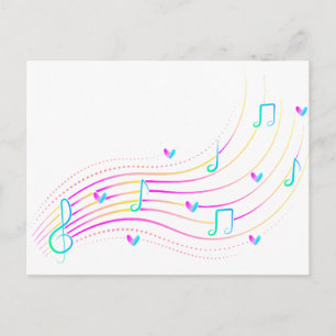 Ilustración de onda de nota musical de neón