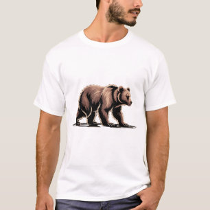 Ilustracion de oso marrón a camisetas