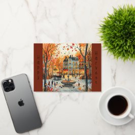 Ilustracion de otoño del parque de la fuente Vinta