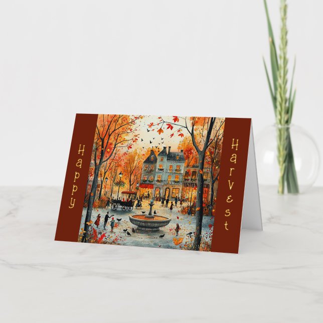 Ilustracion de otoño del parque de la fuente Vinta (Anverso)