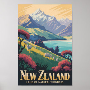 Ilustración de ovejas de Nueva Zelanda Arte de via