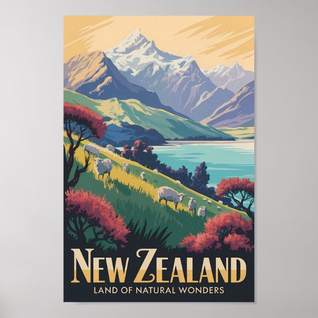 Ilustración de ovejas de Nueva Zelanda Arte de via (Frente)