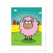 Ilustracion de ovejas - Poster de arte animal de c