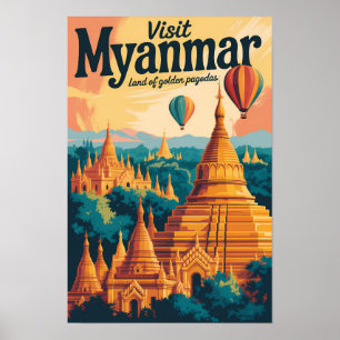 Ilustración de pagodas de Myanmar Arte de viaje vi