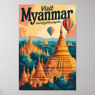 Ilustración de pagodas de Myanmar Arte de viaje vi