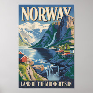 Ilustración de paisaje de Noruega Arte de viaje vi