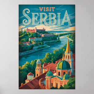 Ilustración de paisaje de Serbia Arte de viaje vin