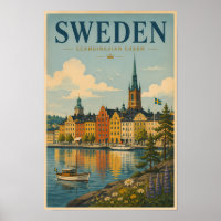 Ilustración de paisaje de Suecia Arte de viaje vin