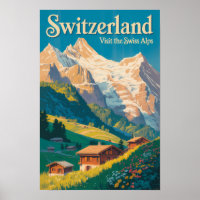 Ilustración de paisaje de Suiza Arte de viaje