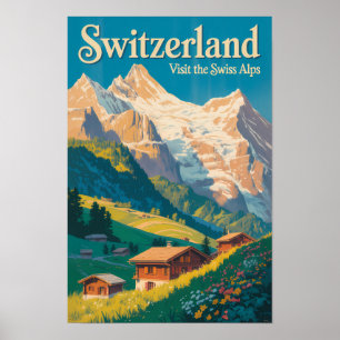 Ilustración de paisaje de Suiza Arte de viaje