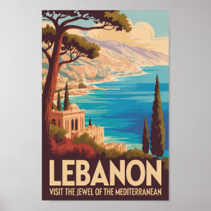 Ilustración de paisaje del Líbano Arte de viaje vi