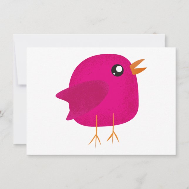 Ilustración de pajarito rosa lindo (Anverso)