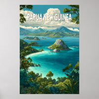 Ilustración de Papua Nueva Guinea Arte de Viaje Vi