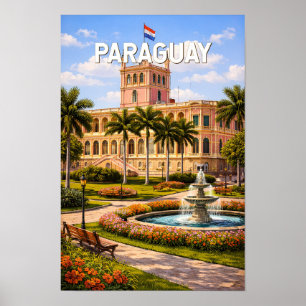 Ilustración de Paraguay Arte de Viaje Vintage