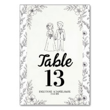 Ilustración de Pareja Caprichosa Número de Mesa de