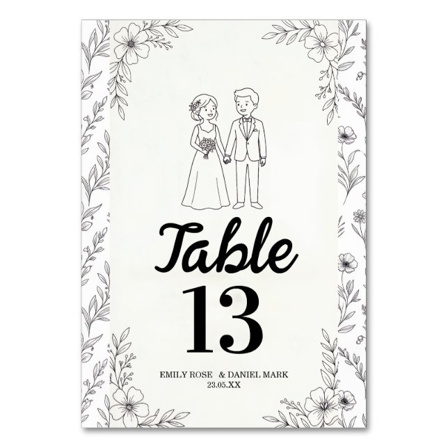 Ilustración de Pareja Caprichosa Número de Mesa de (Anverso)