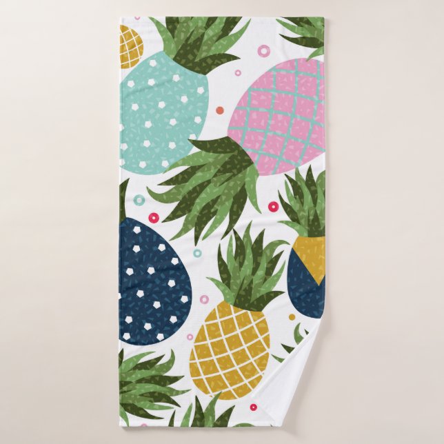 Ilustracion de patrón ininterrumpido de piña, colo (Toalla de baño)