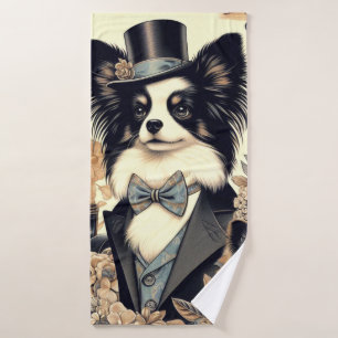 Ilustracion de perro de Papillon de época