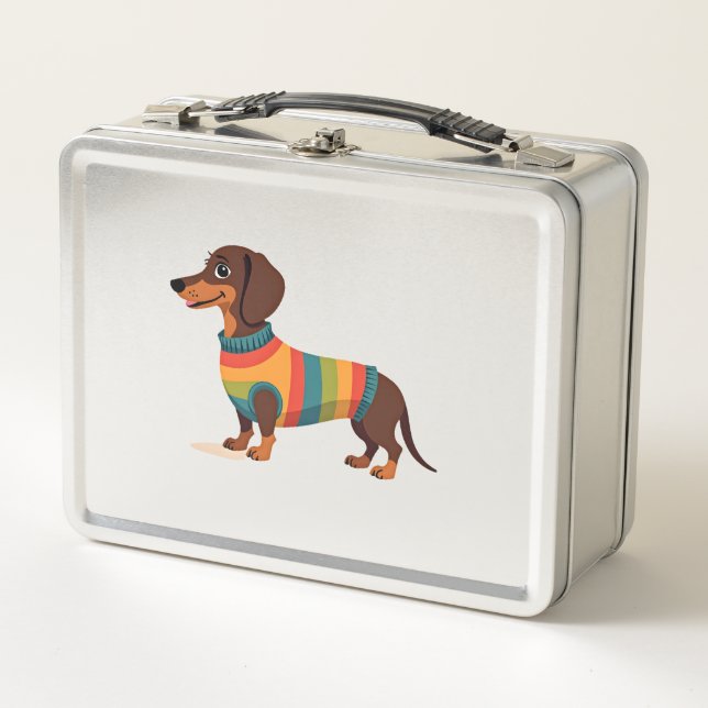 Ilustración de perro largo dachshund lindo con sué (Anverso)