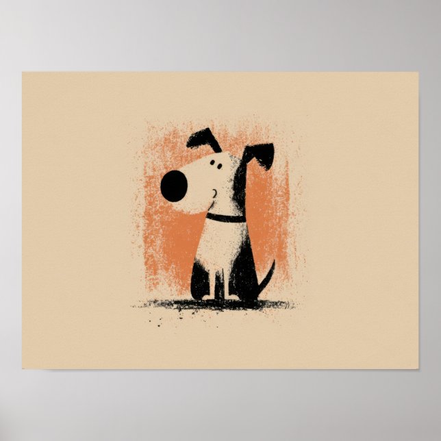 Ilustración de perro lindo – Arte de perro de dibu (Frente)