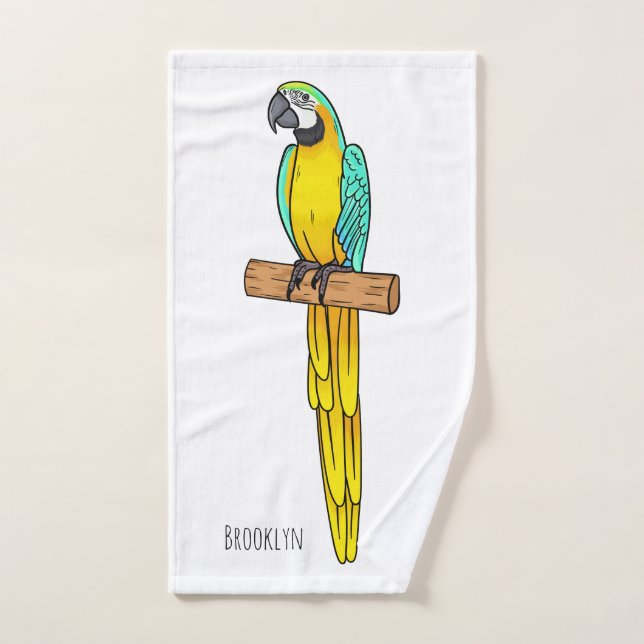 Ilustracion de personalizado de aves de macao azul (Toalla de mano)