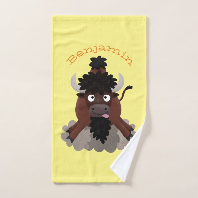 Ilustracion de personalizado de bisontes búfalos d (Toalla de mano)