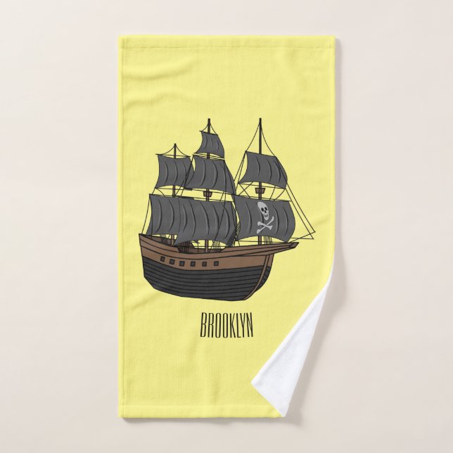 Ilustracion de personalizado de buques piratas (Toalla de mano)