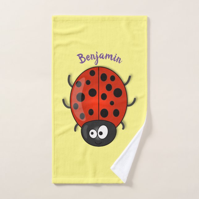 Ilustracion de personalizado de mariquita roja fel (Toalla de mano)