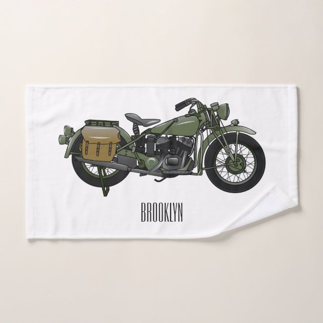 Ilustracion de personalizado de motocicleta de cru (Toalla de mano)