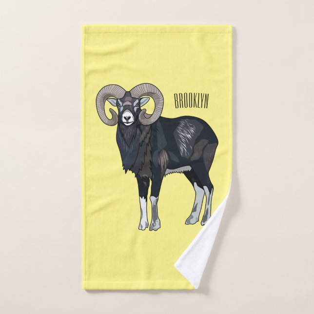 Ilustracion de personalizado de ovino Mouflon (Toalla de mano)