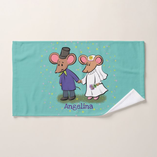 Ilustracion de personalizado de pareja de ratones (Toalla de mano)