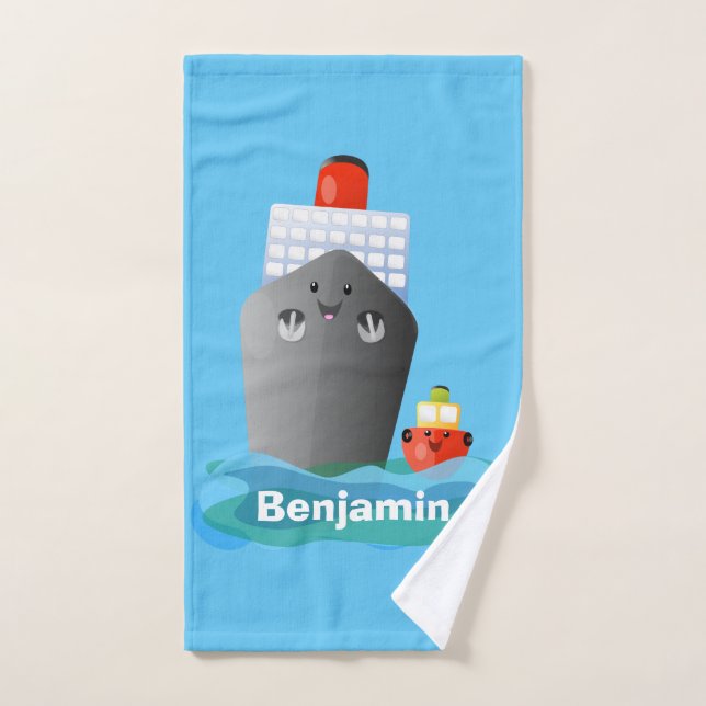 Ilustracion de personalizado de remolcador de barc (Toalla de mano)