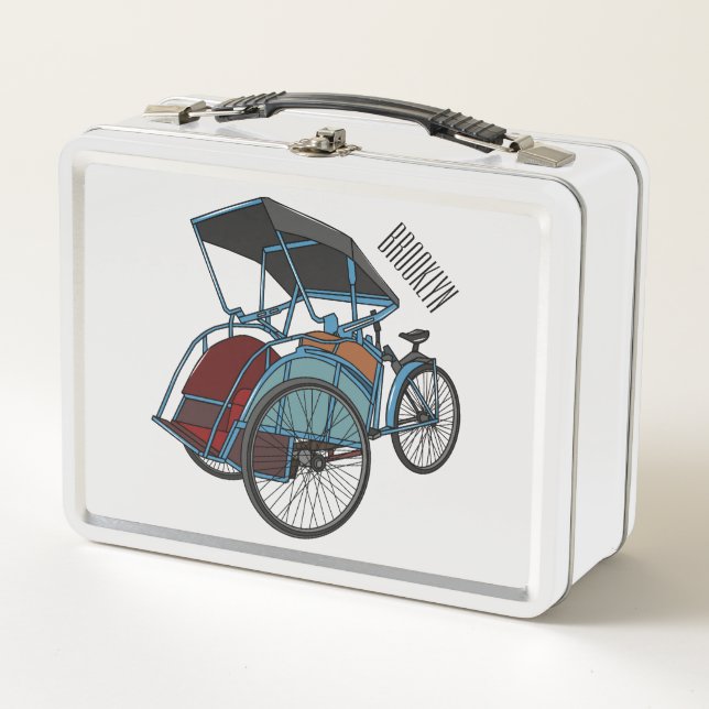 Ilustracion de personalizado de rickshaw en bicicl (Anverso)