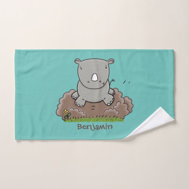 Ilustracion de personalizado de rinocerontes (Toalla de mano)