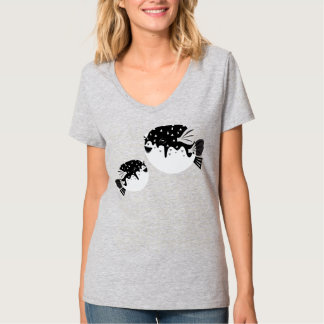 Ilustración de pez globo derpy lindo en camiseta