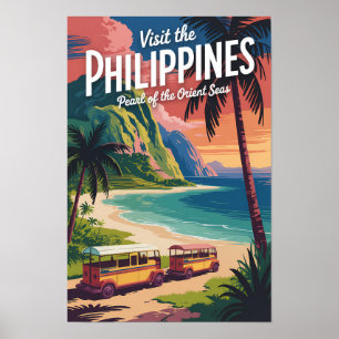 Ilustración de playa de Filipinas Arte de viaje vi