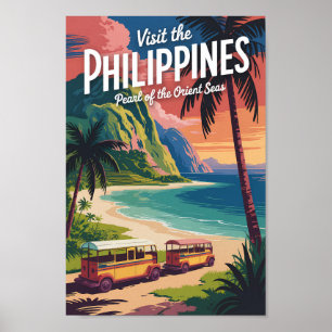Ilustración de playa de Filipinas Arte de viaje vi