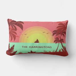 Ilustracion de playa nombre personalizado almohada