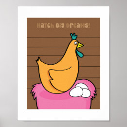 Ilustracion de pollo Niños Granja Poster de Arte A