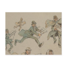 Ilustracion de postales de noticias falsas de 1894