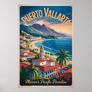 Ilustración de Puerto Vallarta México Arte de Viaj