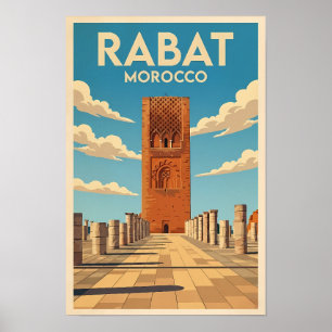 Ilustración de Rabat Marruecos Arte de Viaje Vinta