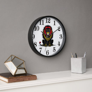 Ilustración de reloj de león llamativo