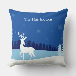 Ilustracion de renos nombre personalizado almohada