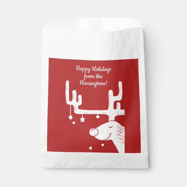 Ilustracion de renos personalizado de texto bolsas (Anverso)