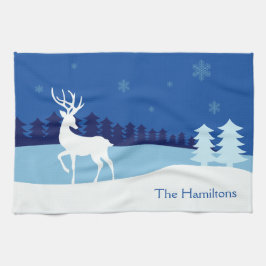 Ilustracion de renos toalla de cocina con nombre p
