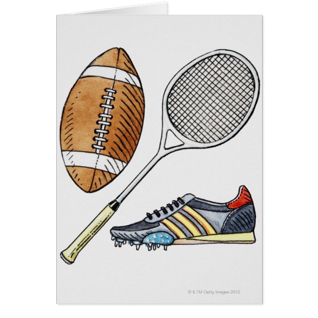 Ilustracion de rugby, racquet de tenis, (Frente)
