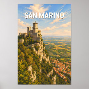 Ilustración de San Marino Arte de Viaje Vintage