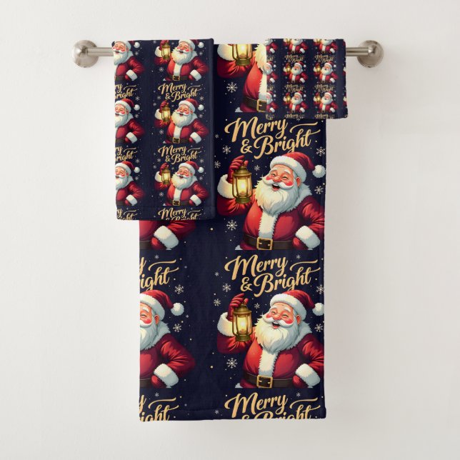 Ilustración de Santa Claus alegre sosteniendo una  (In situ)