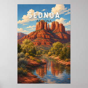 Ilustración de Sedona Arizona Arte de Viaje Vintag